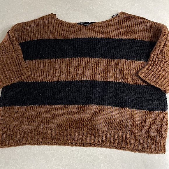 H&M wool knit top brown/ black strips size L ⭐️⭐️⭐️⭐️ - Picture 5 of 10